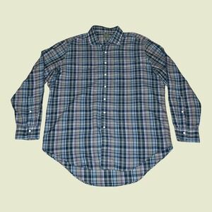 Sid Mashburn Mens XL Long Sleeve Plaid Button Down Shirt Blue Pink‎ Cotton